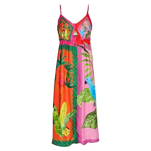 💕FARM RIO💕 Double Scarves Midi Dress ~ Bahia Girls Scarf + Tropical Scarf XS - Picture 10 of 16